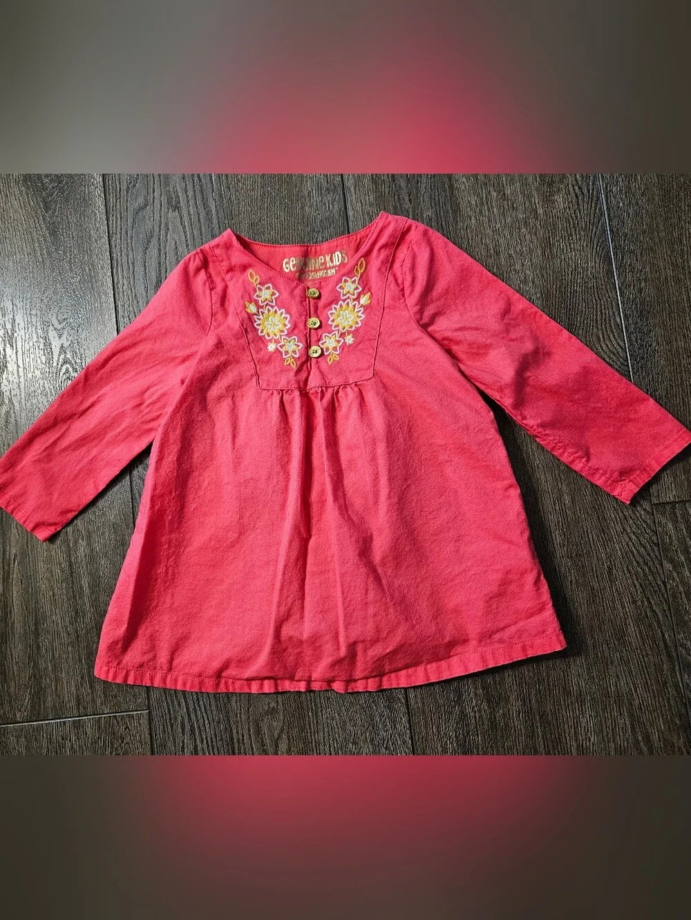 Genuine Kids OshKosh B'gosh Coral Pink Long-Sleeve Dress,  18 Months